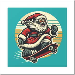 Shreddin' through the Snow: Vintage Santa's Skateboard Sleigh Ride Posters and Art